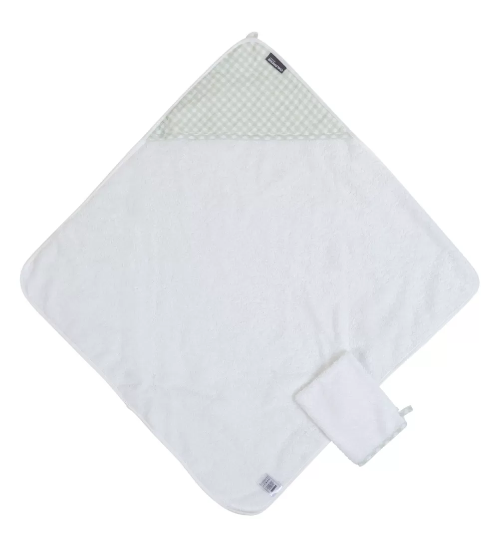 Sale Childhome Baby Badcape + Washandje - 80X80 Cm - Jersey - Forest - Tetra Vichy