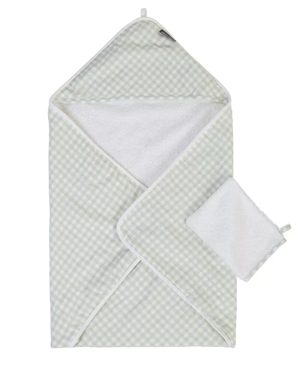 Sale Childhome Baby Badcape + Washandje - 80X80 Cm - Jersey - Forest - Tetra Vichy
