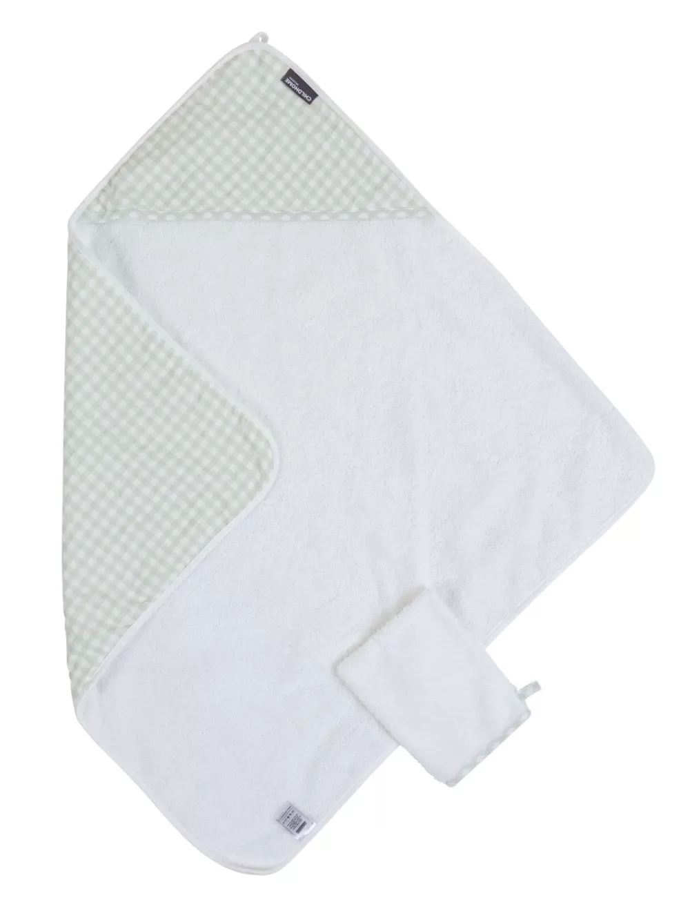 Sale Childhome Baby Badcape + Washandje - 80X80 Cm - Jersey - Forest - Tetra Vichy